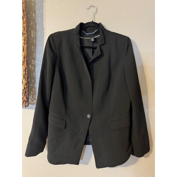 WHBM Suit Jacket Blazer 14 Black Classic Single Button Polyester Washable $199 - Picture 5 of 12
